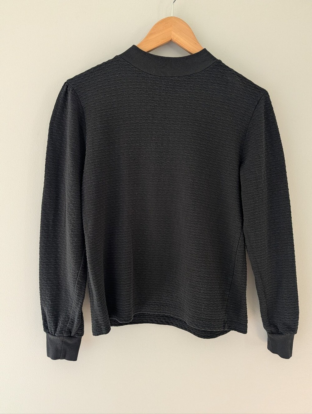 J.Crew Women's M Black Textured Knit Mock Neck Long Sleeve Pullover Top Layering